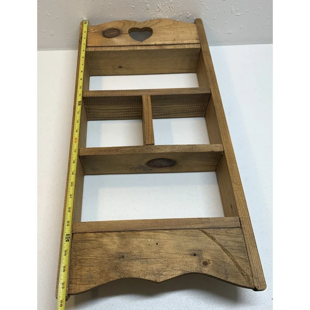 Country Wall Curio Knick Knack Display Shelf Wooden Cubbies Pine Rustic Cottage